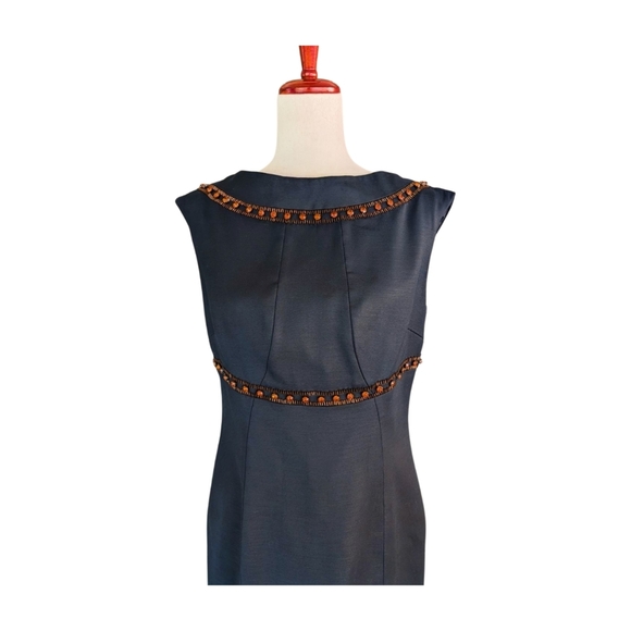 Boden Black Sleeveless Scoop Back Beaded Sheath Dress Size 8 - Picture 3 of 10